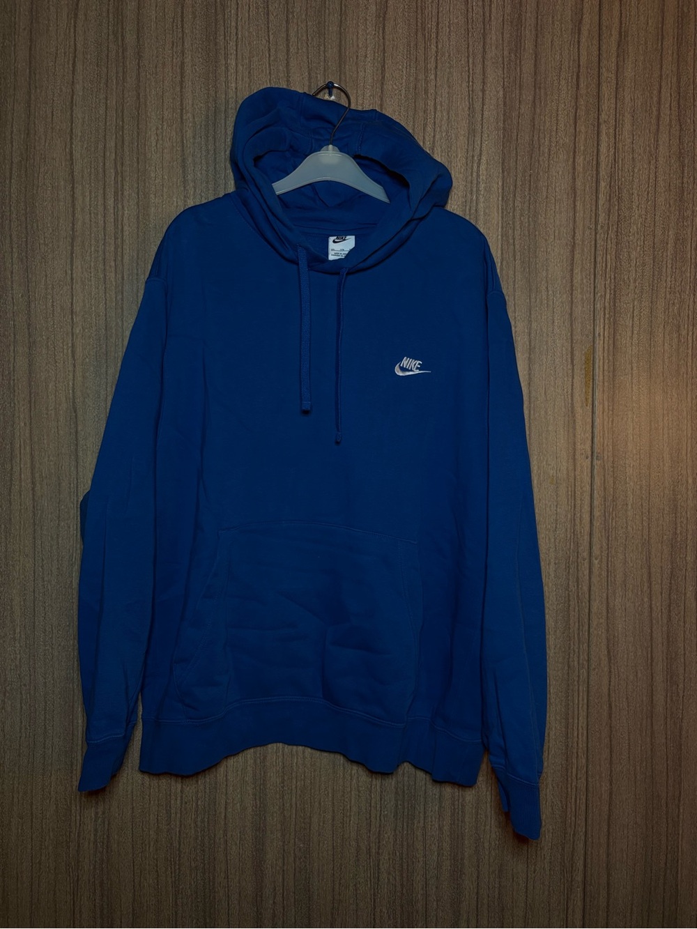 Nike Blue Pullover Hoodie with Small White Swoosh